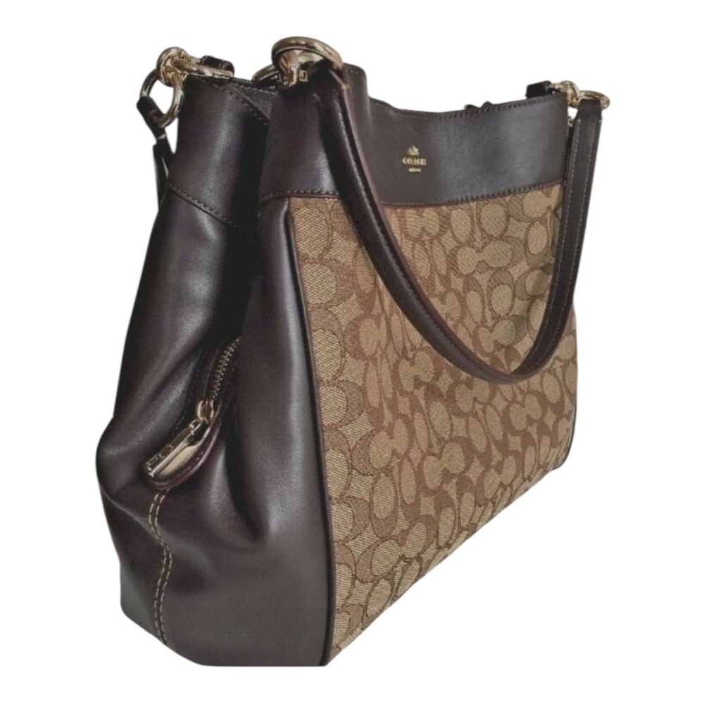 Coach Lexy Shoulder Bag F27579 Brown Signature Canvas Leather Trim - Picture 3 of 7